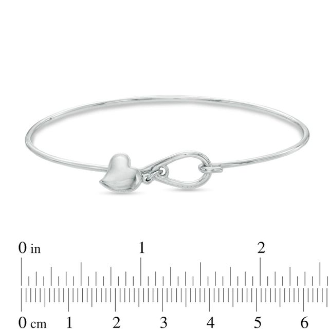 Sterling Silver Bangle with Heart Charm Dangle|Peoples Jewellers