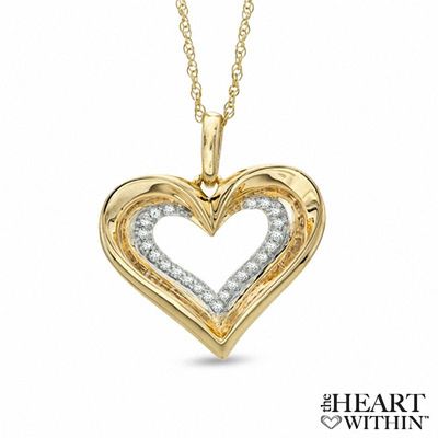 The Heart Within™ 0.10 CT. T.W. Diamond Heart Pendant in 10K Gold|Peoples Jewellers