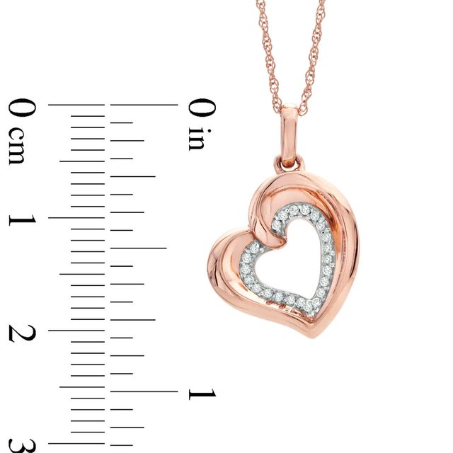 The Heart Within™ 0.10 CT. T.W. Diamond Tilted Heart Pendant in 10K Rose Gold|Peoples Jewellers