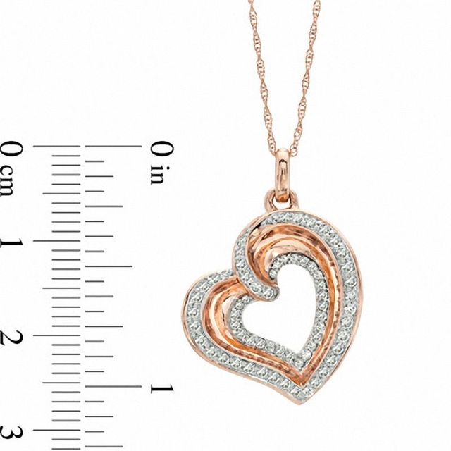 The Heart Within™ 0.50 CT. T.W. Diamond Tilted Heart Pendant in 10K Rose Gold|Peoples Jewellers