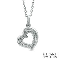 The Heart Within™ Diamond Accent Tilted Heart Pendant in Sterling Silver|Peoples Jewellers