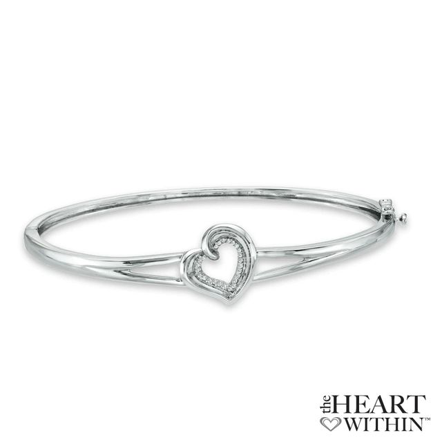 The Heart Within™ Diamond Accent Heart Bangle in Sterling Silver|Peoples Jewellers