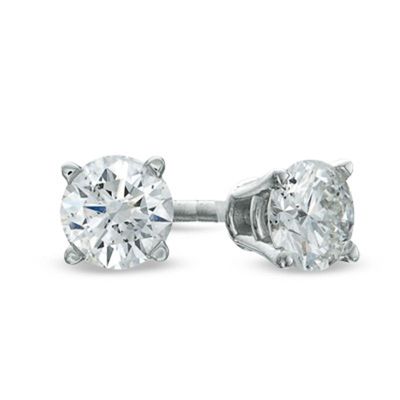 Celebration Canadian Ideal CT. T.W. Diamond Solitaire Stud Earrings in 14K White Gold (I/I1)|Peoples Jewellers