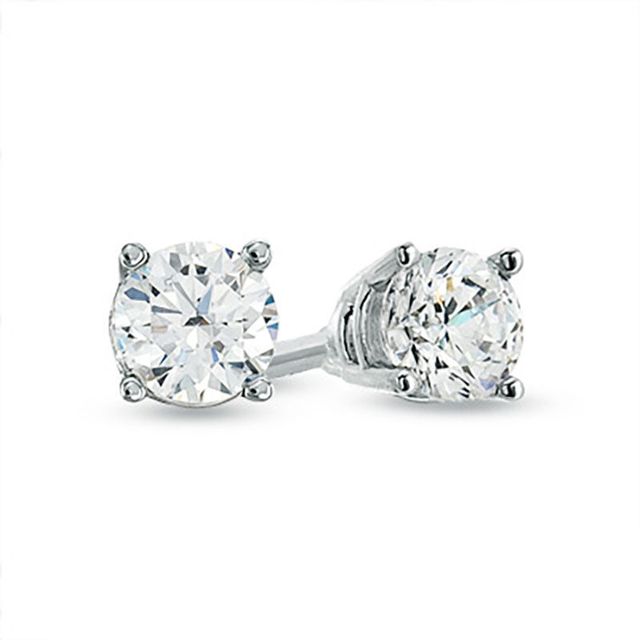 Celebration Canadian Ideal 0.50 CT. T.W. Certified Diamond Solitaire Stud Earrings in 14K White Gold (H-I/I1)|Peoples Jewellers