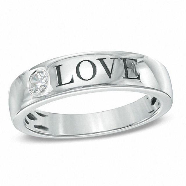 0.10 CT. Diamond "LOVE" Anniversary Band in 10K White Gold