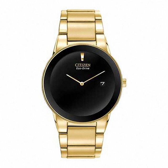 Men's Citizen Eco-Drive® Axiom Gold-Tone Watch with Black Dial (Model: AU1062-56E)|Peoples Jewellers