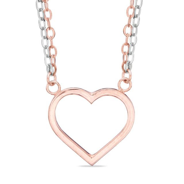 Double Row Heart Necklace in 10K Two-Tone Gold|Peoples Jewellers