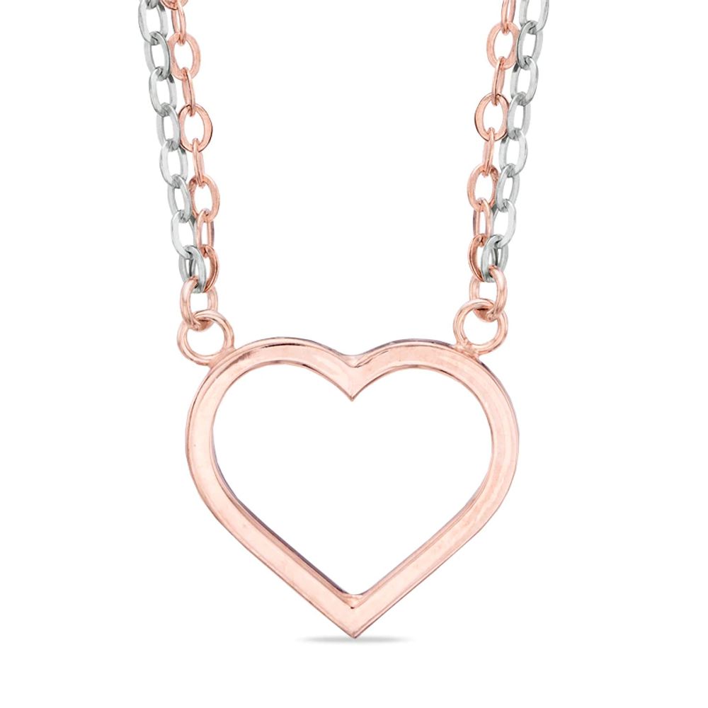 Double Row Heart Necklace in 10K Two-Tone Gold|Peoples Jewellers