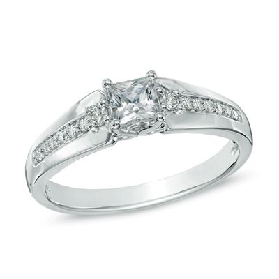 0.50 CT. T.W. Princess-Cut Diamond Engagement Ring in 14K White Gold|Peoples Jewellers