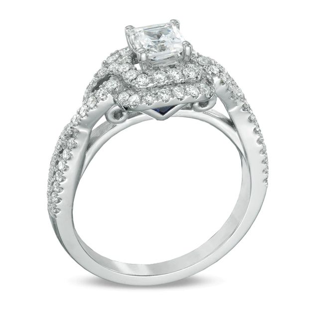 Vera Wang Love Collection 0.95 CT. T.W. Princess-Cut Diamond Double Frame Ring in 14K White Gold|Peoples Jewellers
