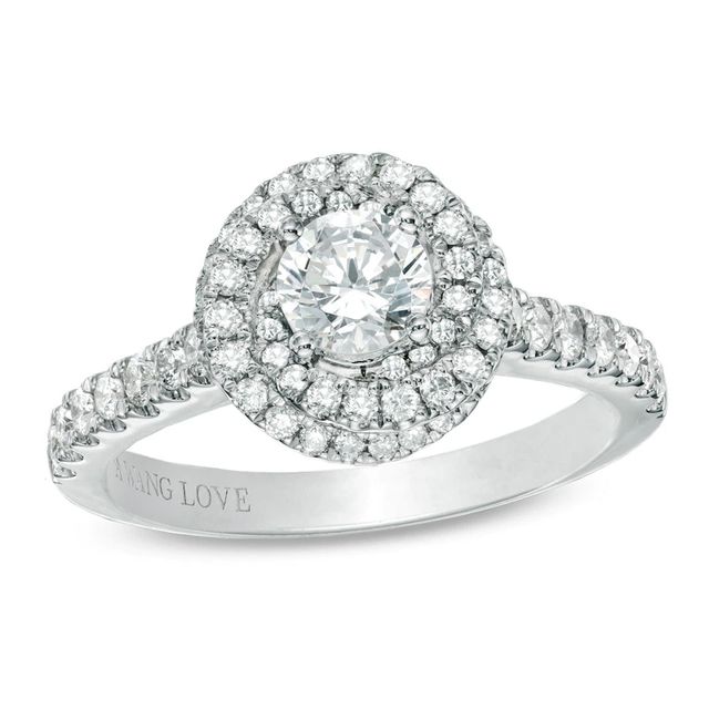 Vera Wang Love Collection 0.95 CT. T.W. Diamond Swirl Frame Engagement Ring in 14K White Gold|Peoples Jewellers