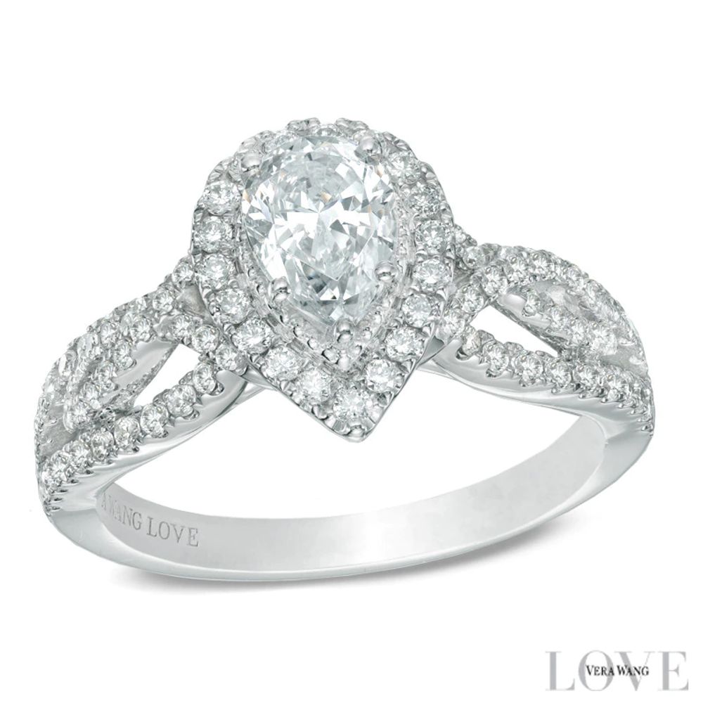 Vera Wang Love Collection 0.95 CT. T.W. Pear-Shaped Diamond Vintage-Style Ring in 14K White Gold|Peoples Jewellers