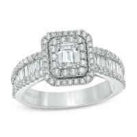 Vera Wang Love Collection 1.45 CT. T.W. Emerald-Cut Diamond Double Frame Ring in 14K White Gold|Peoples Jewellers