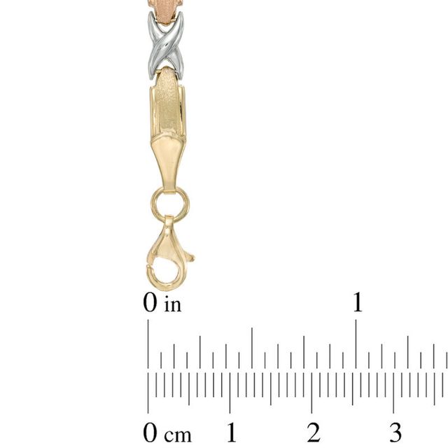 X Link Bracelet in 10K Tri-Tone Gold - 7.5"|Peoples Jewellers