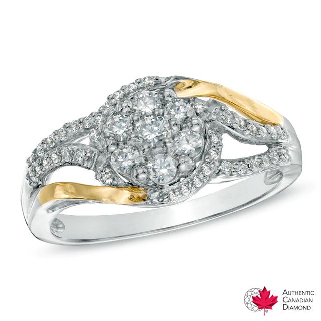 0.50 CT. T.W. Certified Canadian Diamond Cluster Ring in 14K Two-Tone Gold (I/I1)|Peoples Jewellers