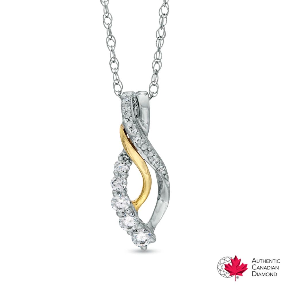 0.20 CT. T.W. Certified Canadian Diamond Teardrop Pendant in 14K Two-Tone Gold (I/I1)|Peoples Jewellers