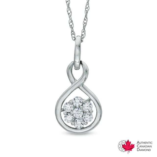 0.35 CT. T.W. Certified Canadian Diamond Cluster Infinity Pendant in 14K White Gold (I/I1)