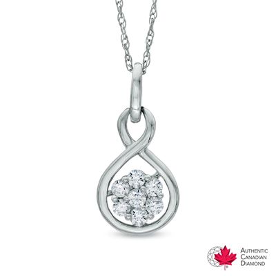 0.35 CT. T.W. Certified Canadian Diamond Cluster Infinity Pendant in 14K White Gold (I/I1)|Peoples Jewellers