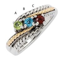 Mother's Simulated Birthstone Ring in Sterling Silver and 14K Gold ( Stones)|Peoples Jewellers