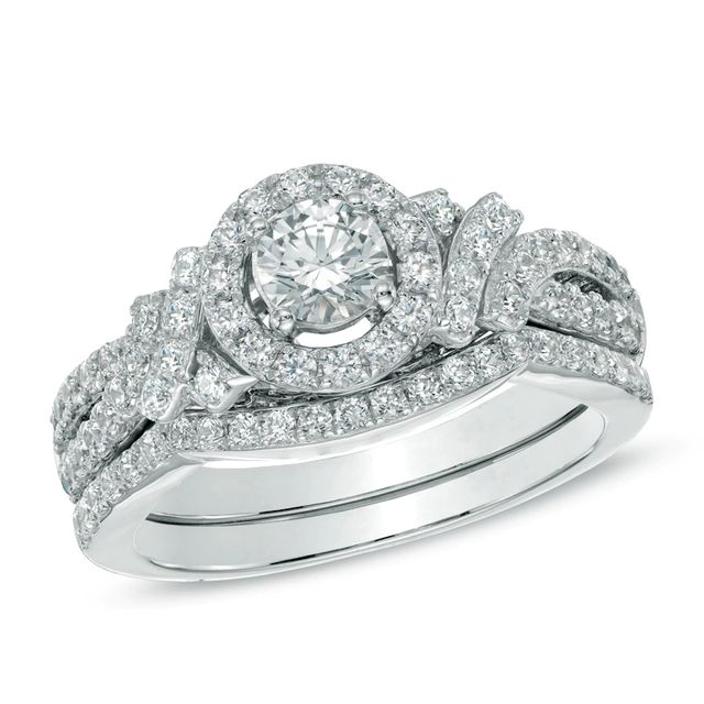 0.95 CT. T.W. Diamond Frame Bridal Set in 14K White Gold|Peoples Jewellers