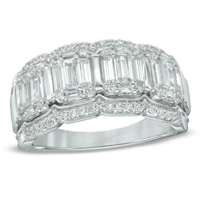 1.00 CT. T.W. Multi-Baguette Diamond Five Stone Anniversary Band in 14K White Gold