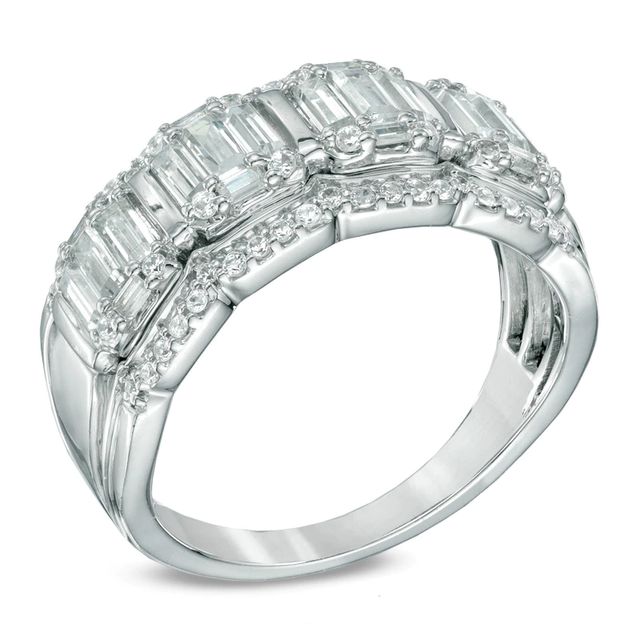 1.00 CT. T.W. Multi-Baguette Diamond Five Stone Anniversary Band in 14K White Gold|Peoples Jewellers