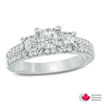 Celebration Canadian Ideal 1.00 CT. T.W. Princess-Cut Certified Diamond Ring in 14K White Gold (I/I1)|Peoples Jewellers