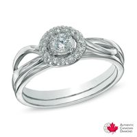 0.25 CT. T.W. Certified Canadian Diamond Frame Bridal Set in 14K White Gold (I/I2)|Peoples Jewellers