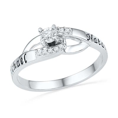 Diamond Accent Promise Ring in Sterling Silver (2 Names)|Peoples Jewellers