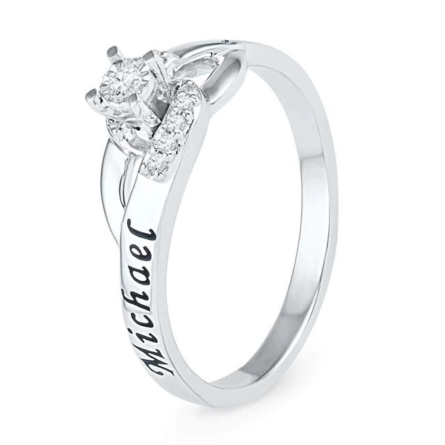 Diamond Accent Promise Ring in Sterling Silver (2 Names)|Peoples Jewellers