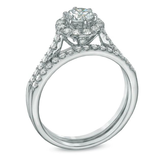 1.00 CT. T.W. Diamond Frame Bridal Set in 14K White Gold