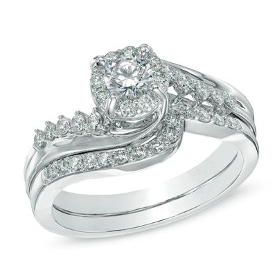 0.72 CT. T.W. Diamond Swirl Bridal Set in 14K White Gold|Peoples Jewellers