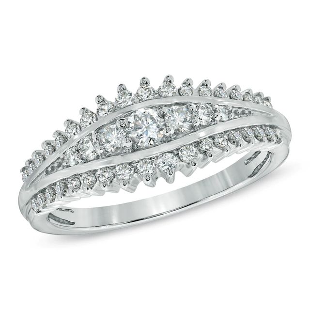 CT. T.W. Diamond Split Row Engagement Ring in 14K White Gold