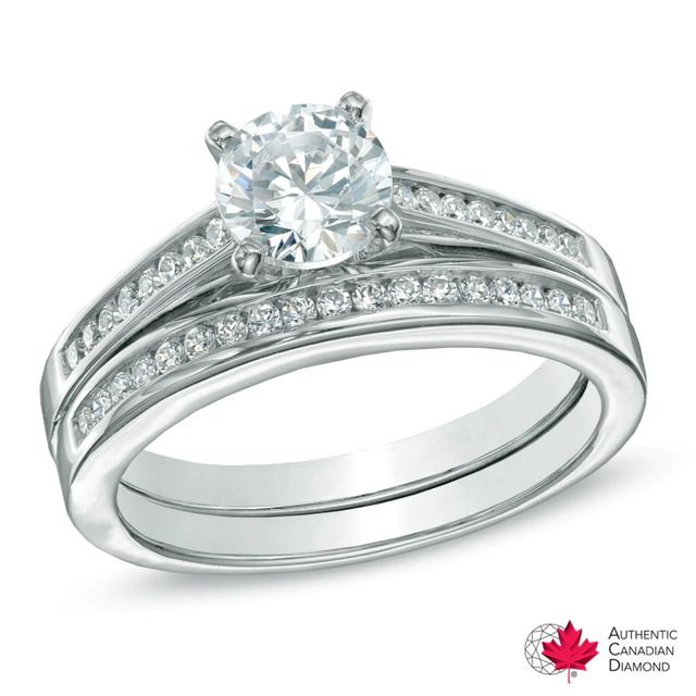 CT. T.W. Certified Canadian Diamond Bridal Set in 14K White Gold (I/I2)|Peoples Jewellers