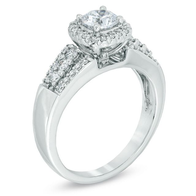 1.00 CT. T.W. Certified Canadian Diamond Frame Engagement Ring in 14K White Gold (I/I2)|Peoples Jewellers