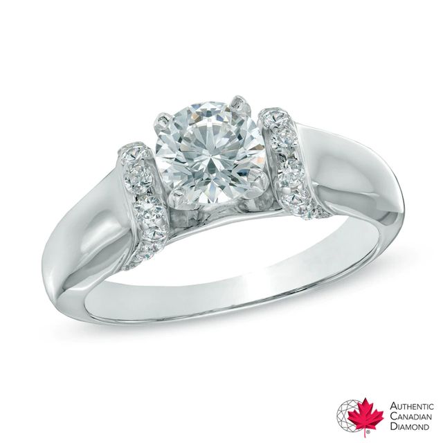 1.00 CT. T.W. Certified Canadian Diamond Collar Engagement Ring in 14K White Gold (I/I2)|Peoples Jewellers