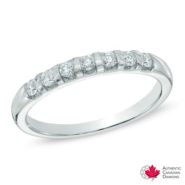 0.25 CT. T.W. Certified Canadian Diamond Seven Stone Anniversary Band in 14K White Gold (I/I3)|Peoples Jewellers