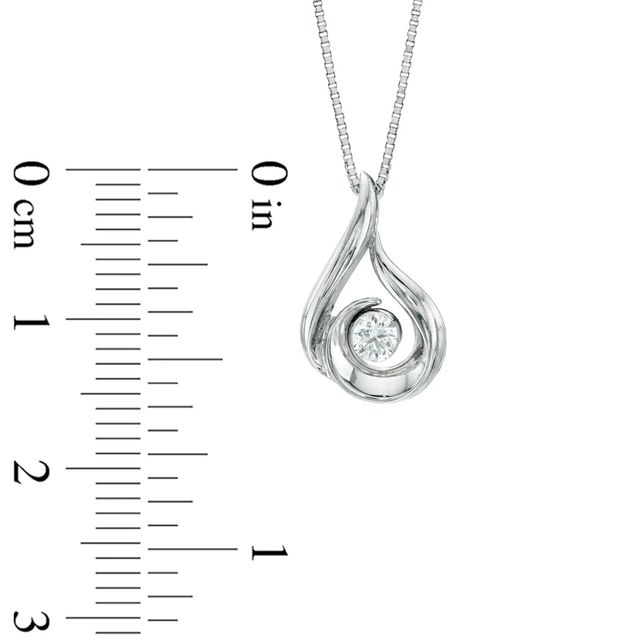 0.12 CT. Certified Canadian Diamond Solitaire Flame Pendant in 14K White Gold (I/I2) - 17"|Peoples Jewellers