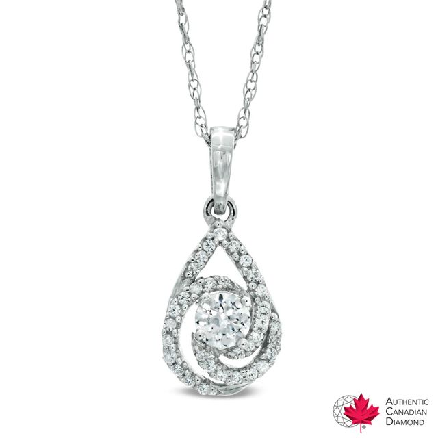 0.30 CT. T.W. Certified Canadian Diamond Teardrop Swirl Pendant in 14K Gold (I/I2