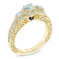 Vera Wang Love Collection 1.29 CT. T.W. Diamond Three Stone Frame Engagement Ring in 14K Gold|Peoples Jewellers