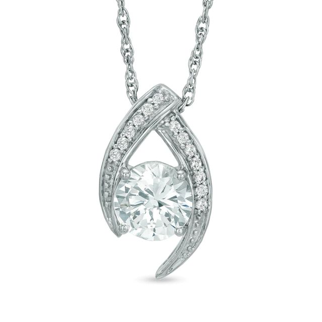 6.5mm Lab-Created White Sapphire Pendant in Sterling Silver|Peoples Jewellers