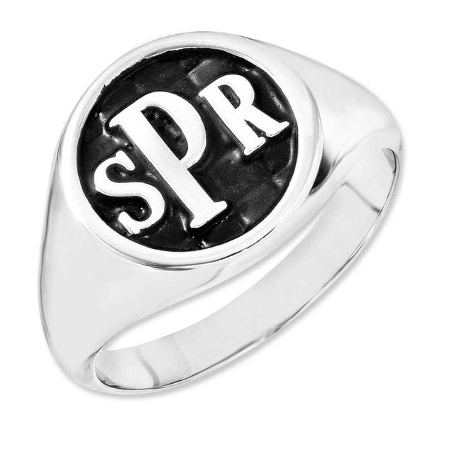 Monogram Signet Ring in Sterling Silver (3 Initials)|Peoples Jewellers