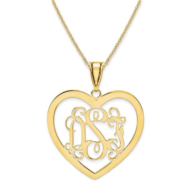 Monogram Heart Pendant in 10K Gold (3 Initials