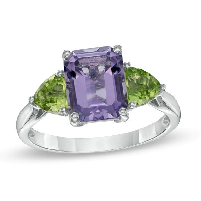 Octagonal Amethyst and Peridot Ring in Sterling Silver|Peoples Jewellers