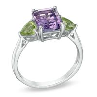 Octagonal Amethyst and Peridot Ring in Sterling Silver|Peoples Jewellers