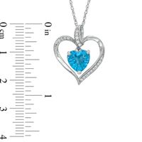 8.0mm Heart-Shaped Swiss Blue Topaz and Lab-Created White Sapphire Heart Pendant in Sterling Silver|Peoples Jewellers