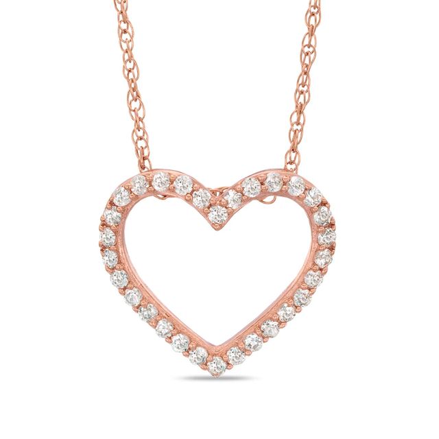 Lab-Created White Sapphire Small Heart Pendant in Sterling Silver with 14K Rose Gold Plate