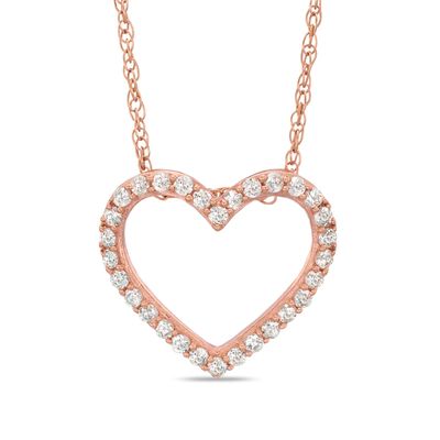 Lab-Created White Sapphire Small Heart Pendant in Sterling Silver with 14K Rose Gold Plate|Peoples Jewellers