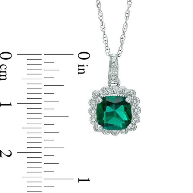 Lab-Created Emerald and 0.11 CT. T.W. Diamond Pendant, Ring and Earrings Set in Sterling Silver - Size 7|Peoples Jewellers