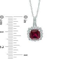 Lab-Created Ruby and 0.11 CT. T.W. Diamond Pendant, Ring and Earrings Set in Sterling Silver - Size 7|Peoples Jewellers